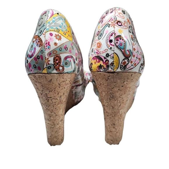 Steve Madden Women's Multicolor Paisley Camio Cork Wedge Platform Shoes 6M - Picture 5 of 14